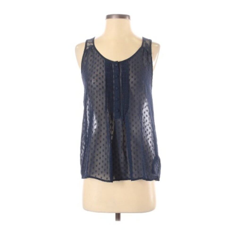 Forever 21 Sleeveless Sheer Navy Blue Shirt S